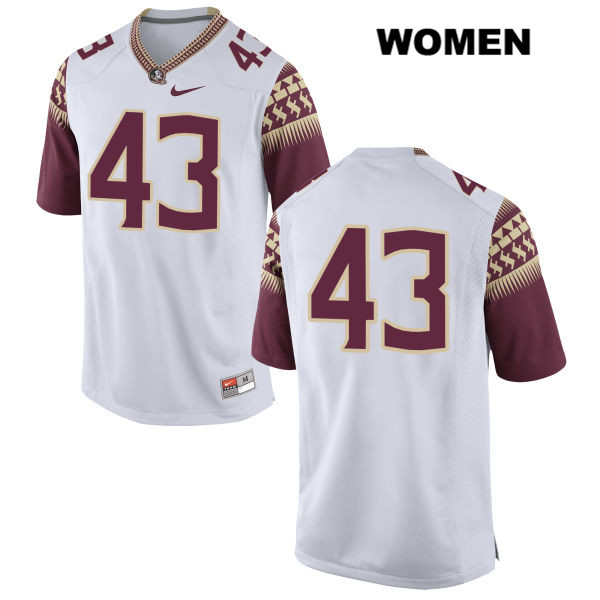 Women's NCAA Nike Florida State Seminoles #43 Jake Duff College No Name White Stitched Authentic Football Jersey NRH0269RI